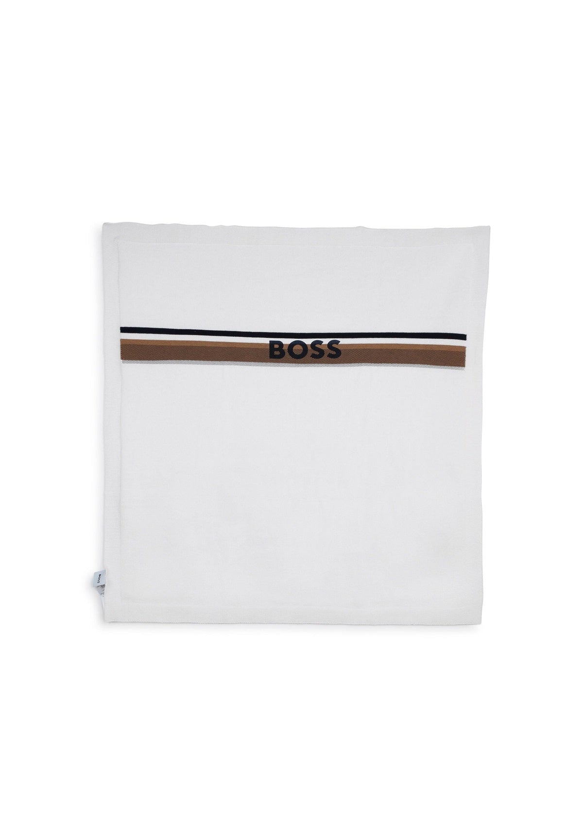 Boss Kids Coperta Bianco/Beige in maglia di Cotone con Logo