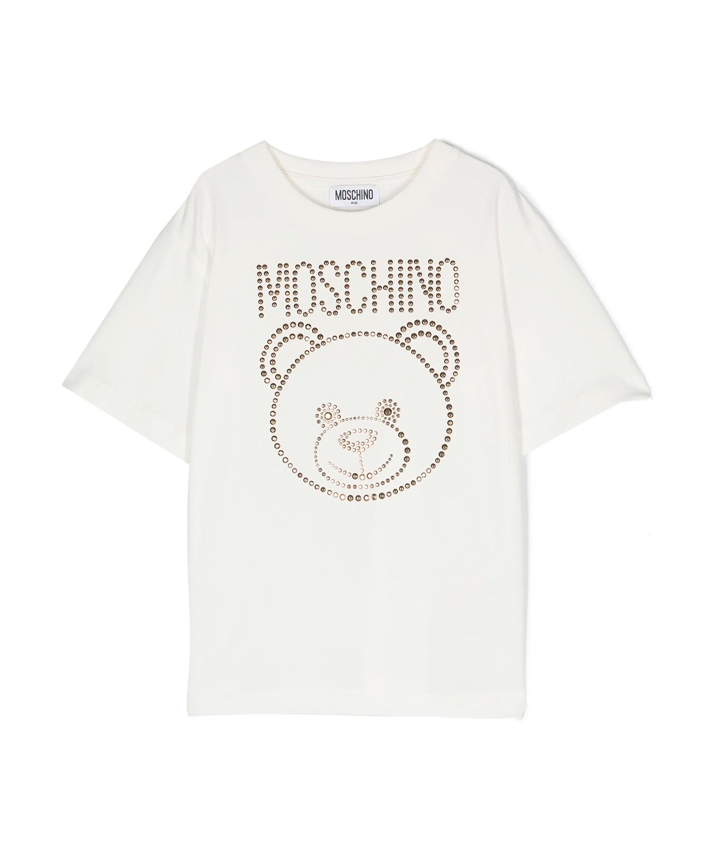 Moschino Kids T-Shirt Panna con Decorazione Teddy Bear per Bambine