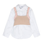 Msgm Kids Camicia Bianca con Top in Maglia per Bambine