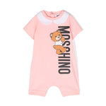Moschino Kids Pagliaccetto Rosa con Stampa Teddy Bear