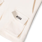 Msgm Kids Short Cargo Crema con Logo