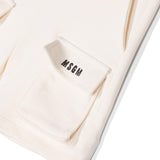 Msgm Kids Short Cargo Crema con Logo