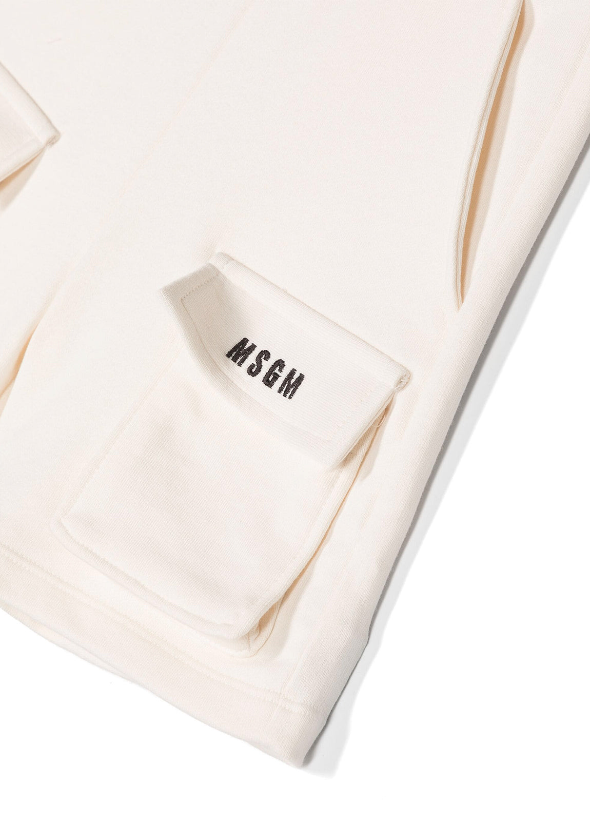 Msgm Kids Short Cargo Crema con Logo