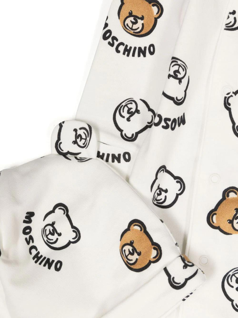 Moschino Kids White Teddy Bear Hat Romper