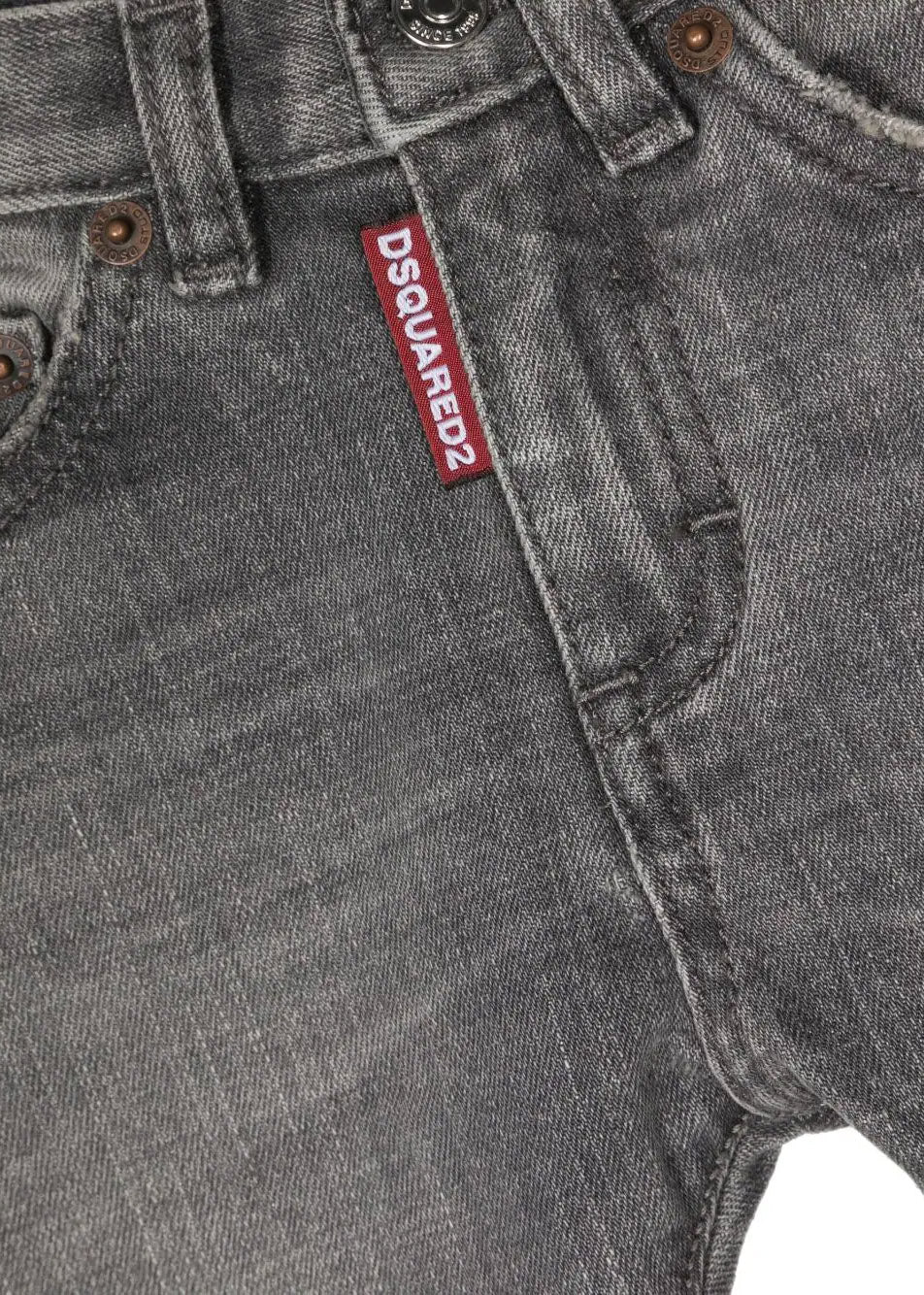 Jeans Grigio Chiaro con Applicazione | Effetto Schiarito | Logo Posteriore | Stile Classico a Cinque Tasche