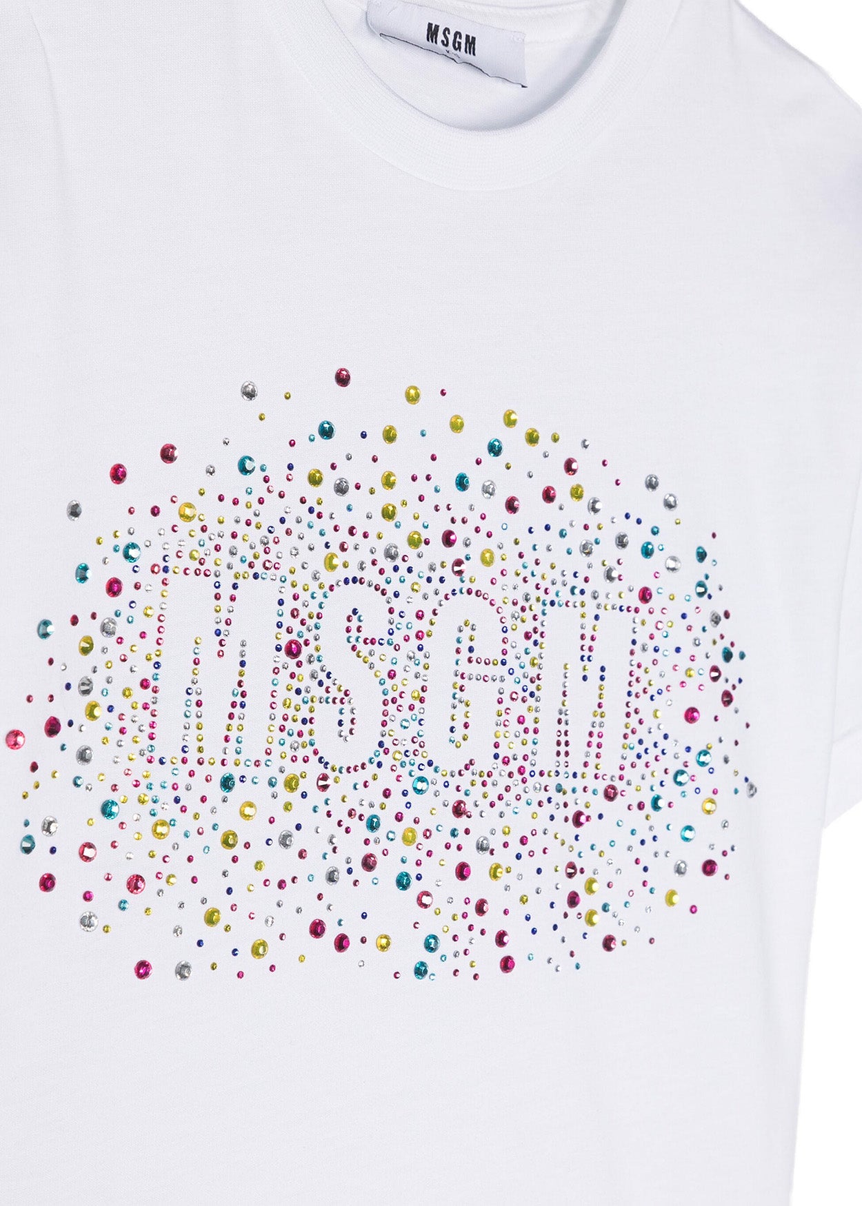 Msgm Kids T-Shirt Bianca con Applicazione per Bambine