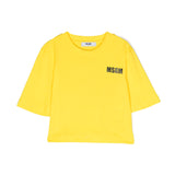 Msgm Kids T-Shirt Crop Gialla con stampa