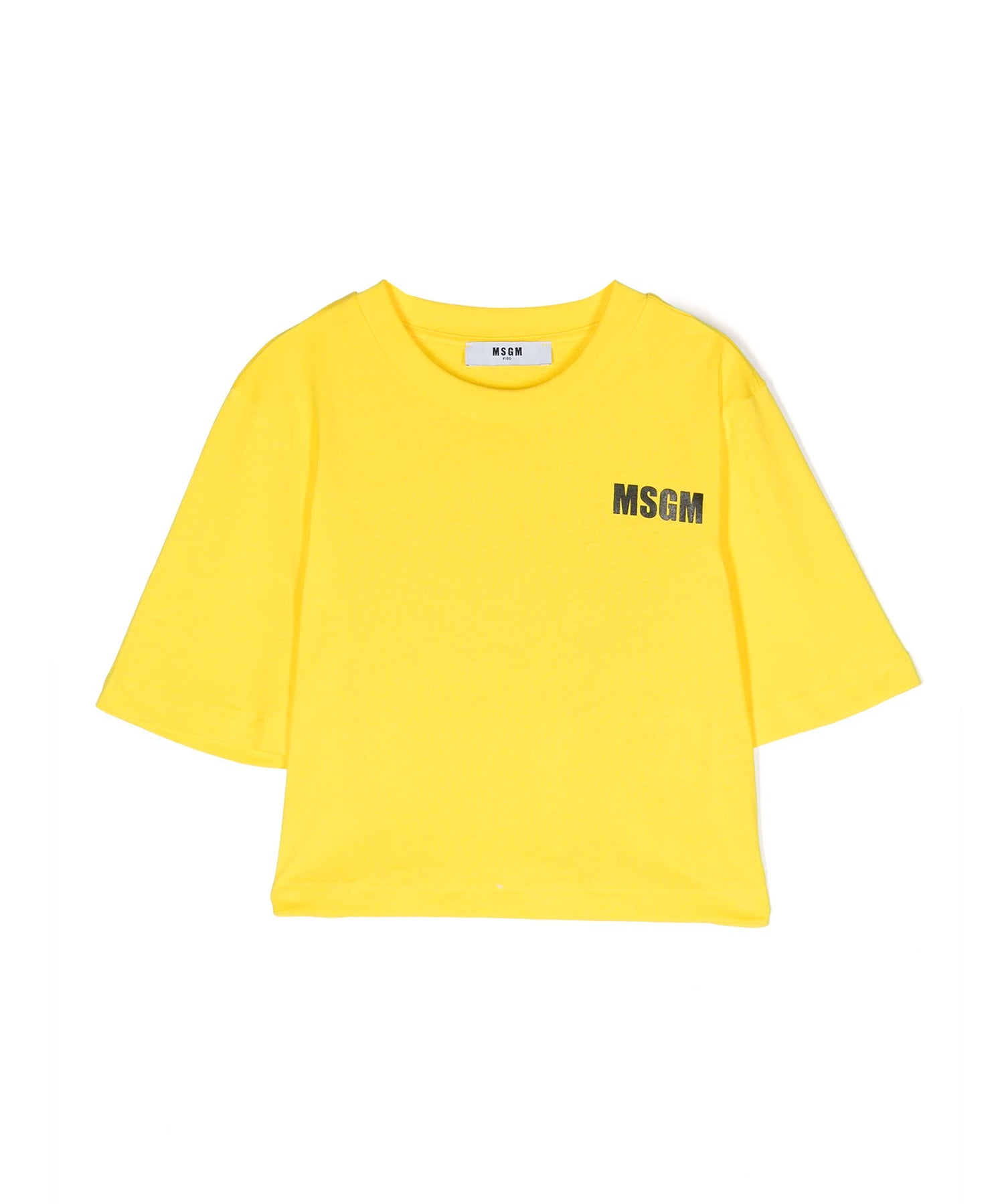 Msgm Kids T-Shirt Crop Gialla con stampa