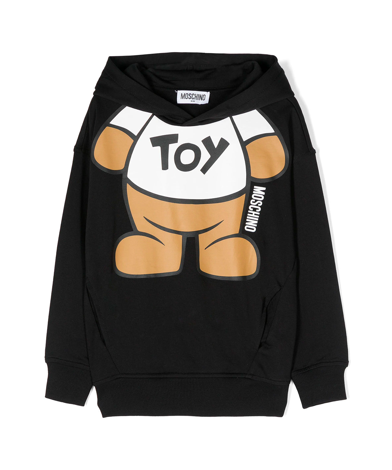 Moschino Kids Felpa con Cappuccio Nera con Stampa Teddy Bear
