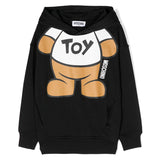 Moschino Kids Felpa con Cappuccio Nera con Stampa Teddy Bear