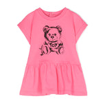 Moschino Kids Abito Fuxia con Stampa Teddy Bear per Neonate