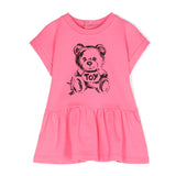 Moschino Kids Abito Fuxia con Stampa Teddy Bear per Neonate