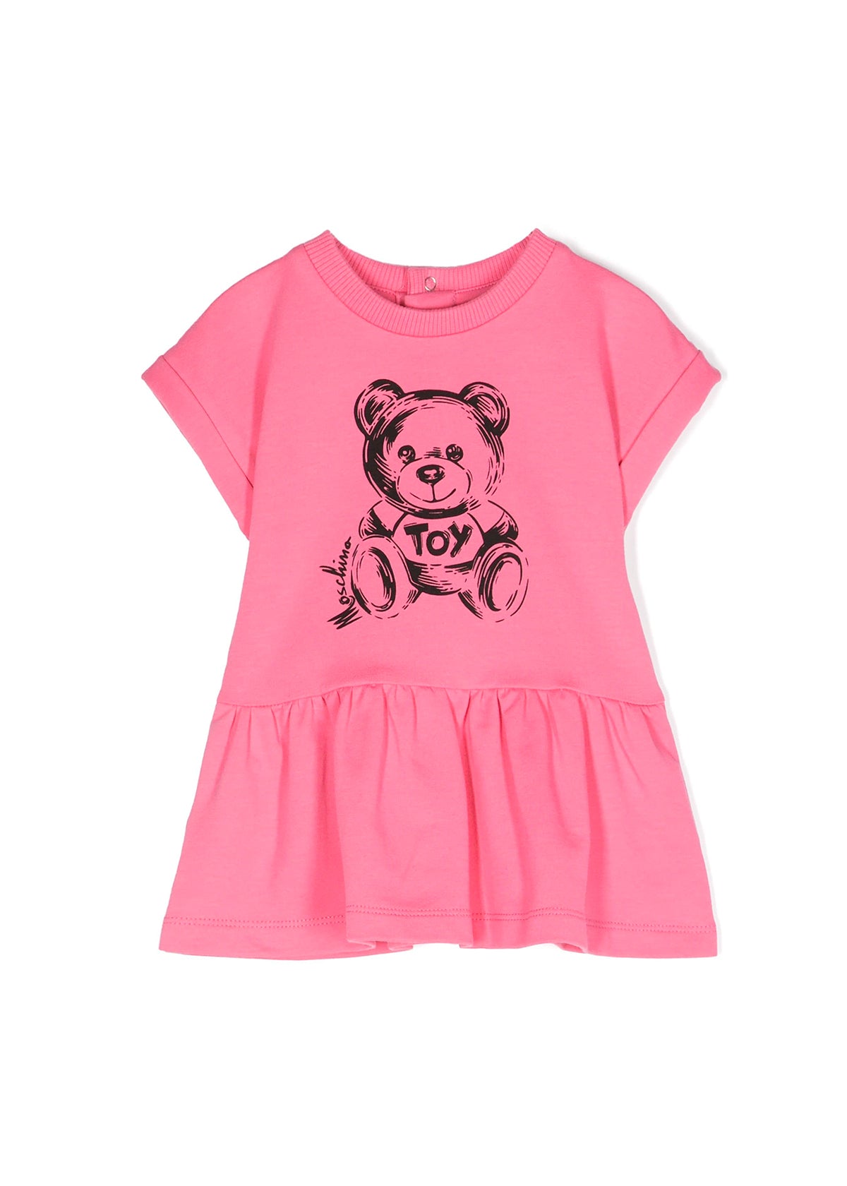 Moschino Kids Abito Fuxia con Stampa Teddy Bear per Neonate