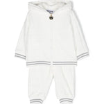 Tuta Bianca con Logo Goffrato Moschino Kids: Stile e Comfort per le Piccole Avventuriere