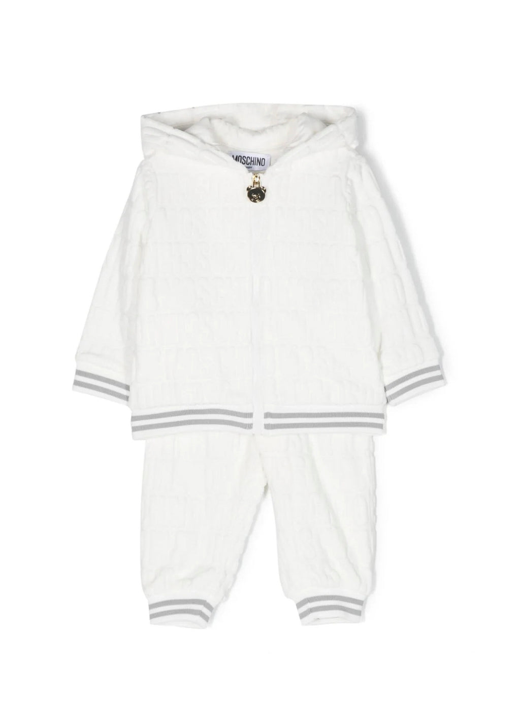 Tuta Bianca con Logo Goffrato Moschino Kids: Stile e Comfort per le Piccole Avventuriere