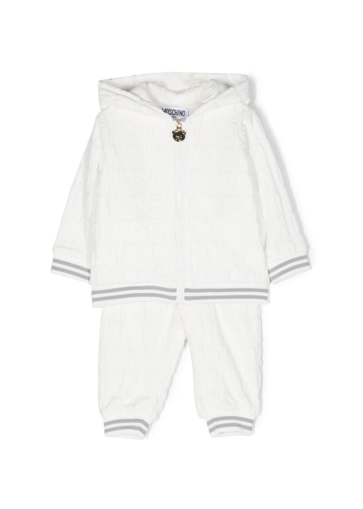 Tuta Bianca con Logo Goffrato Moschino Kids: Stile e Comfort per le Piccole Avventuriere