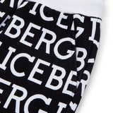 Iceberg Kids Bermuda in Felpa Nero con Logo All-over per Bambini