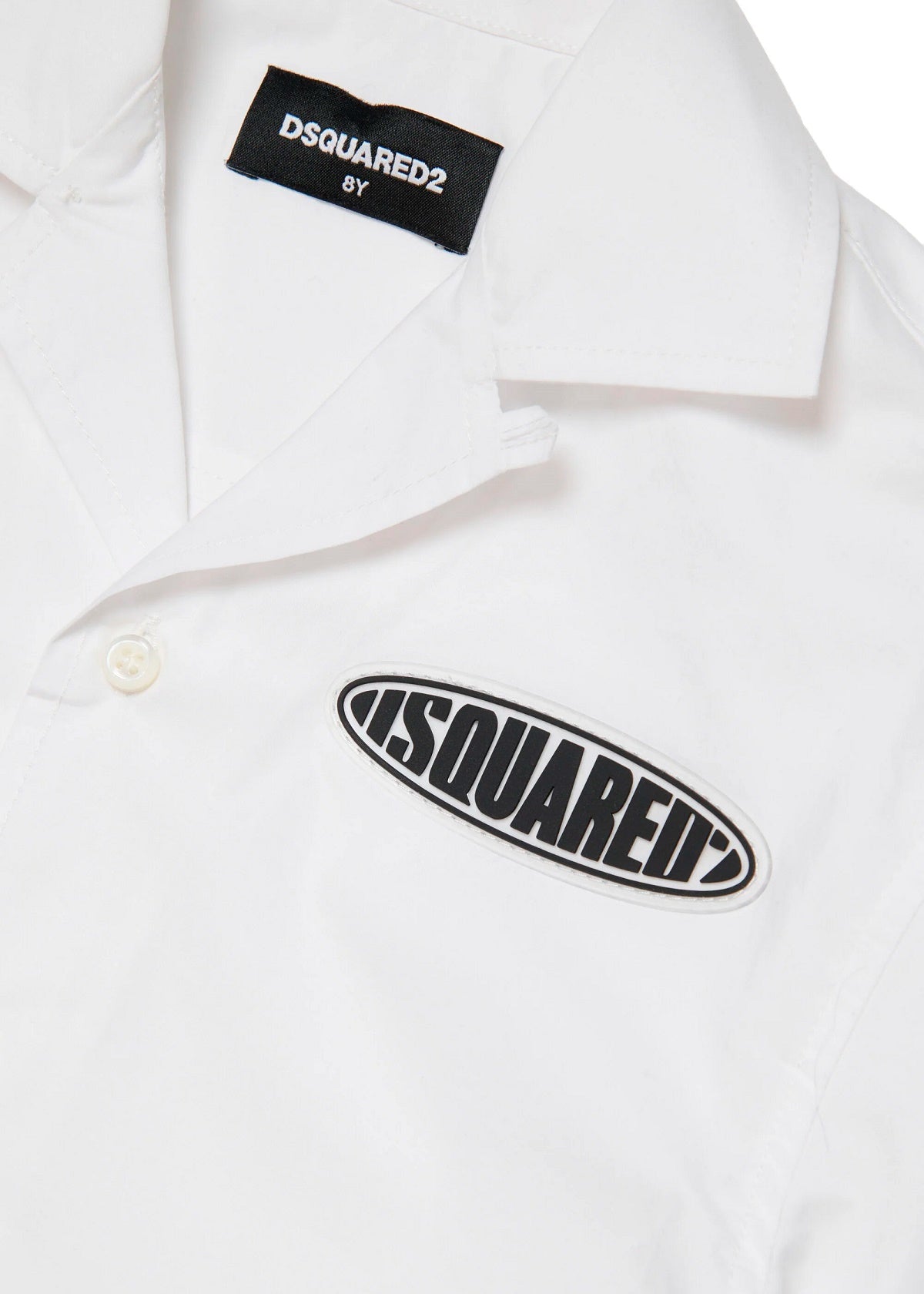 Dsquared2 Kids Camicia Bianca in Popeline con Patch Logo Surf per Bambini