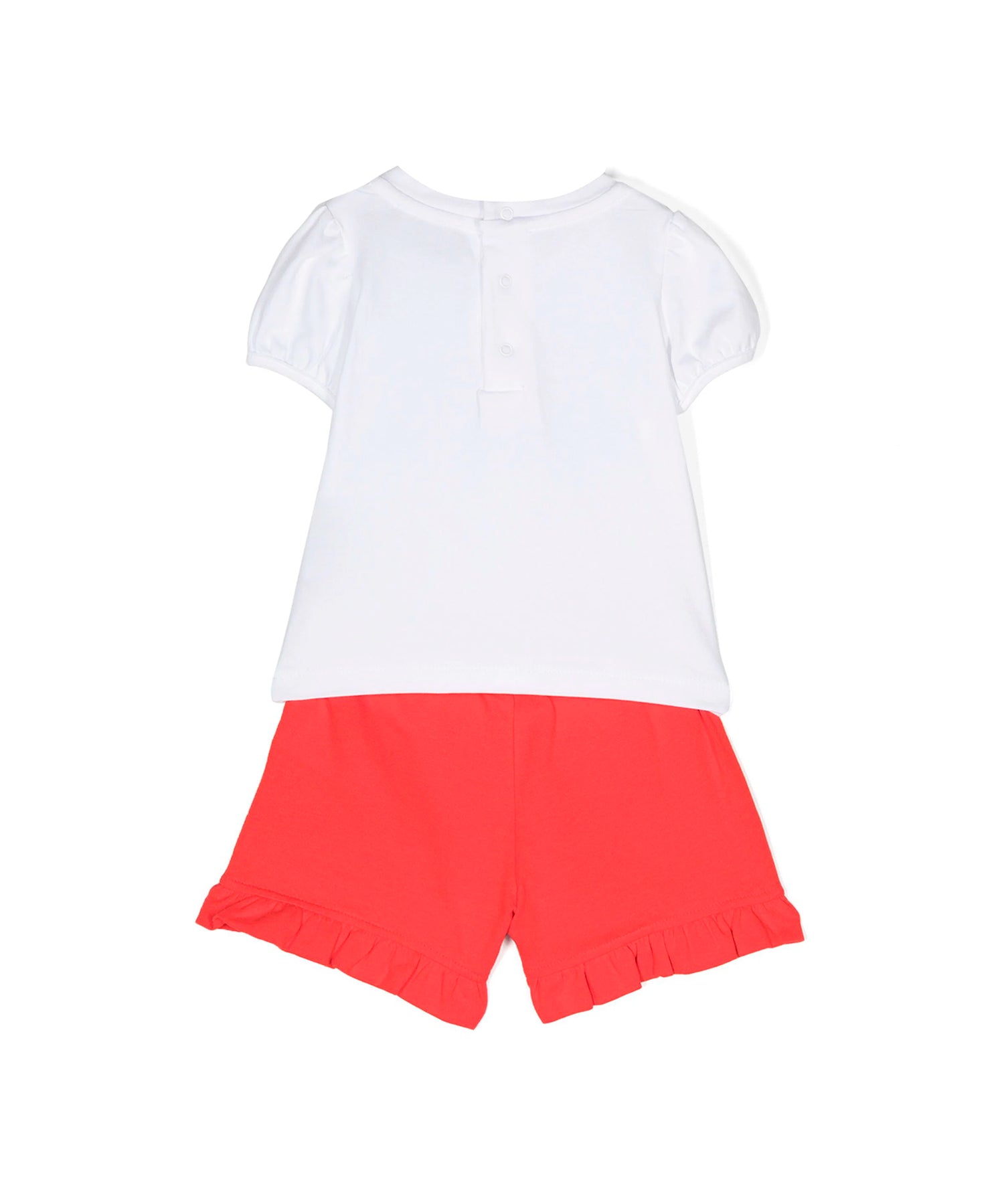 Moschino Kids Completo Short e T-shirt Bianco/rosso Teddy Bear per Neonate