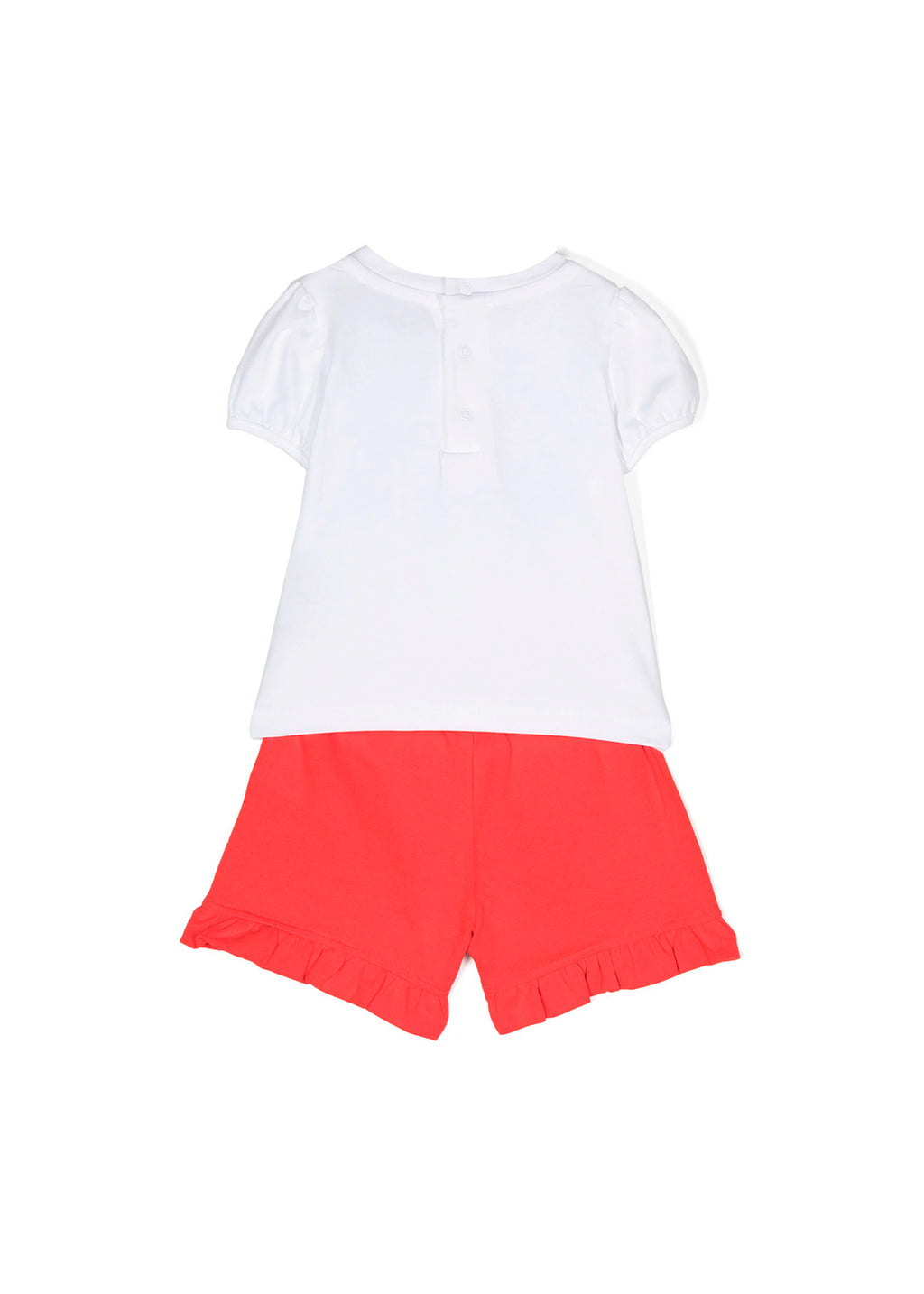 Moschino Kids Completo Short e T-shirt Bianco/rosso Teddy Bear per Neonate