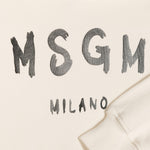 Msgm Kids Felpa con Cappuccio Crema con Stampa Logo Basic