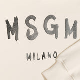 Msgm Kids Felpa con Cappuccio Crema con Stampa Logo Basic
