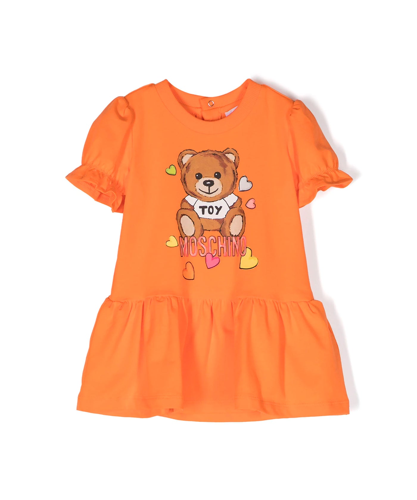 Moschino Kids Abito Arancione con Stampa Teddy Bear per Neonate