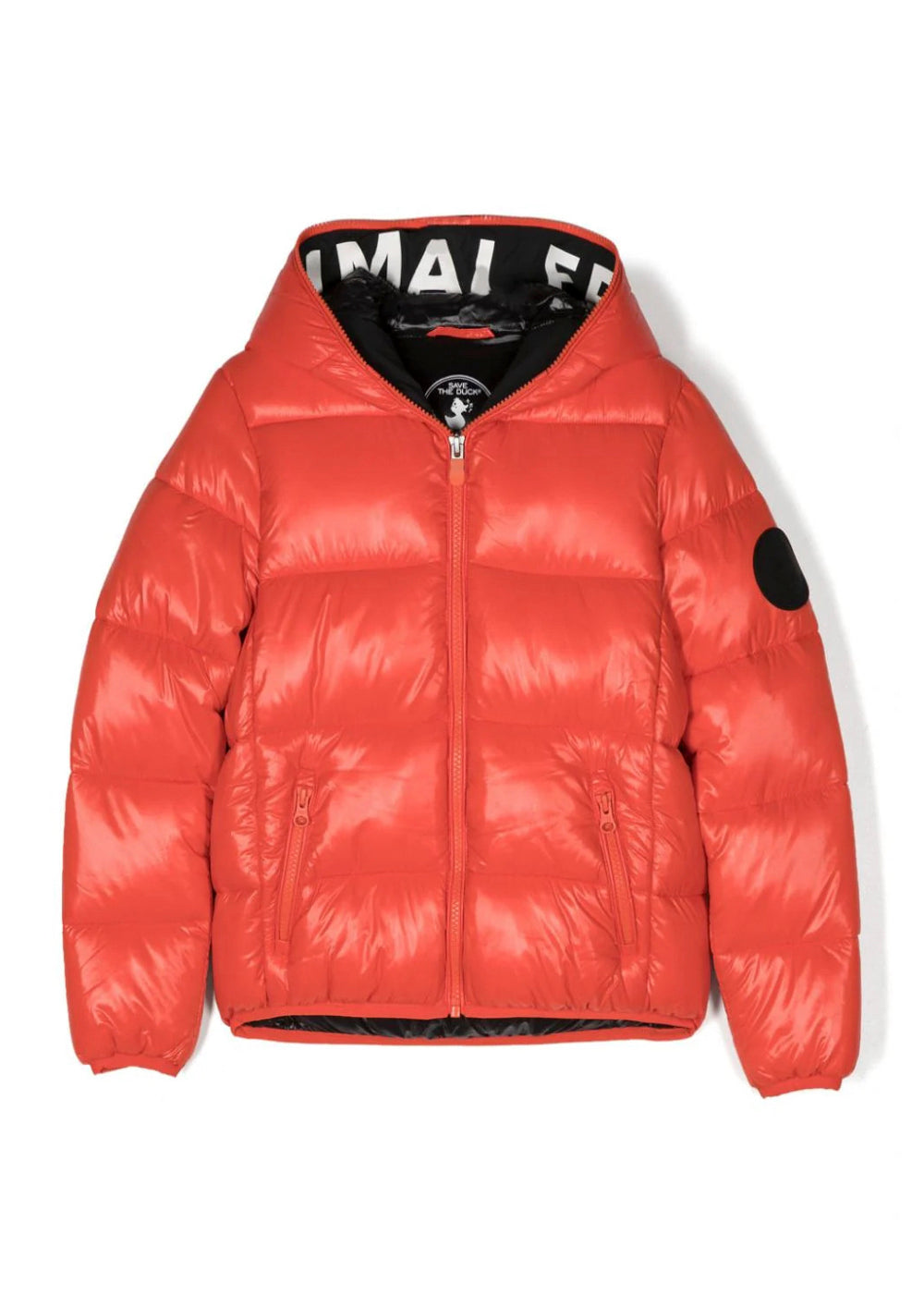 Piumino con Cappuccio SAVE THE DUCK per Bambini: Stile Imbottito e Logo Distintivo in Rosso