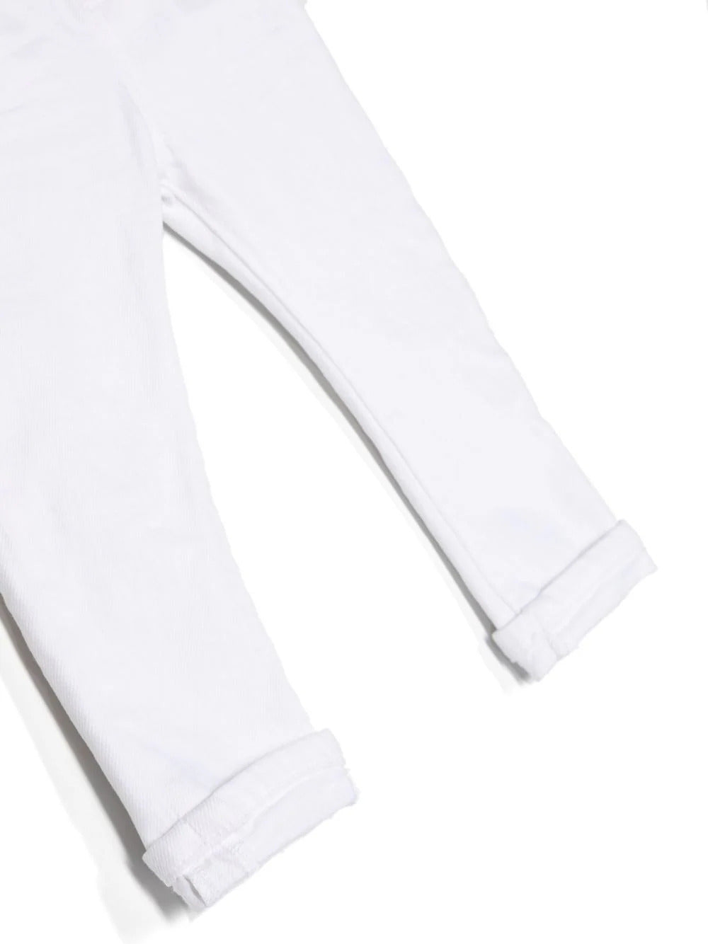 Pantaloni Dritti Bianchi per Neonati | Applicazione Logo Posteriore | Vita Elasticizzata | Stile Classico 