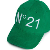 N°21 Kids Cappello Verde con Visiera in Spugna
