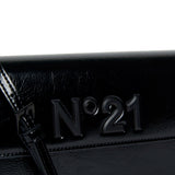N°21 Kids Black Shoulder Bag with Faux Leather Logo Plaque