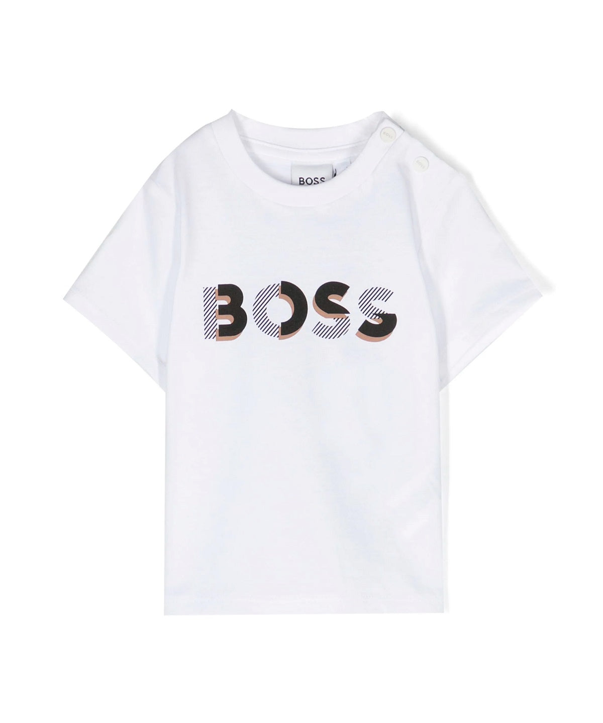 Boss Kids T-Shirt Bianca con Stampa Logo per Neonati
