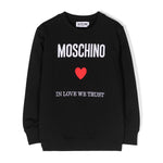 Moschino Kids Felpa Girocollo Nera con Ricamo Cuore per Bambine