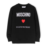 Moschino Kids Felpa Girocollo Nera con Ricamo Cuore per Bambine