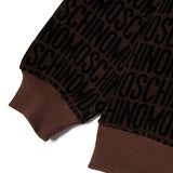 Moschino Kids Felpa Girocollo Marrone Monogram All-over