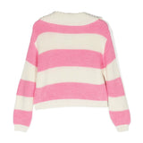 MSGM Kids Maglione a Righe in Misto Lana Rosa/Panna | Stile e Comfort per le Piccole Fashioniste