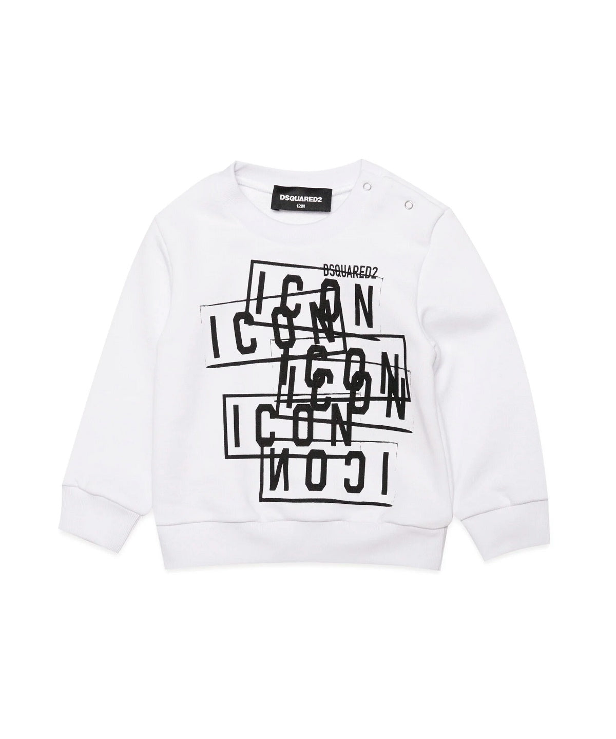 Dsquared Kids Felpa Girocollo Bianca Icon Displaced per Neonati