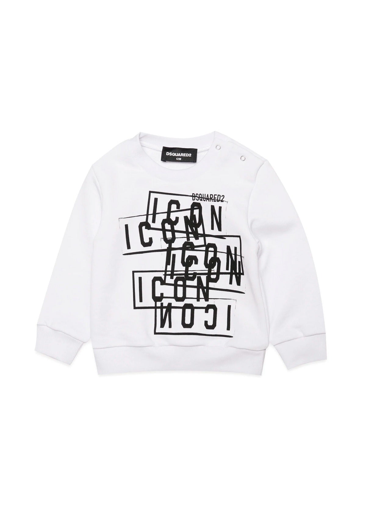 Dsquared Kids Felpa Girocollo Bianca Icon Displaced per Neonati