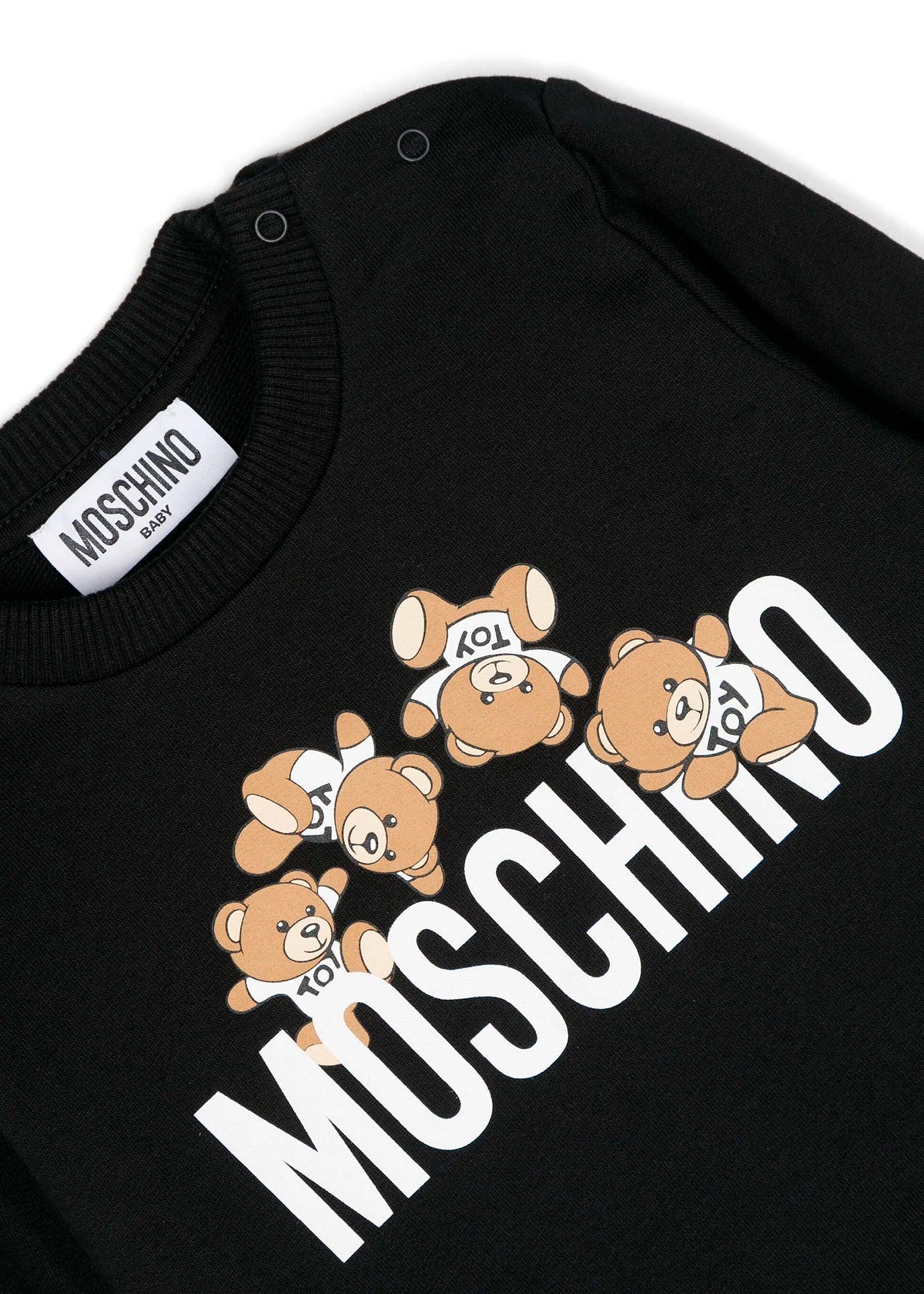 Moschino Kids Felpa Girocollo Nera con Stampa Teddy Bear