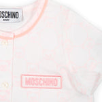 Moschino Kids Pagliaccetto Toy Quilted Bianco/Rosa con Stampa All-over