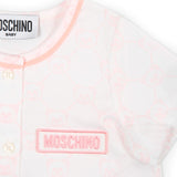 Moschino Kids Pagliaccetto Toy Quilted Bianco/Rosa con Stampa All-over