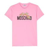 Moschino Kids T-Shirt Rosa con Stampa Teddy Bear