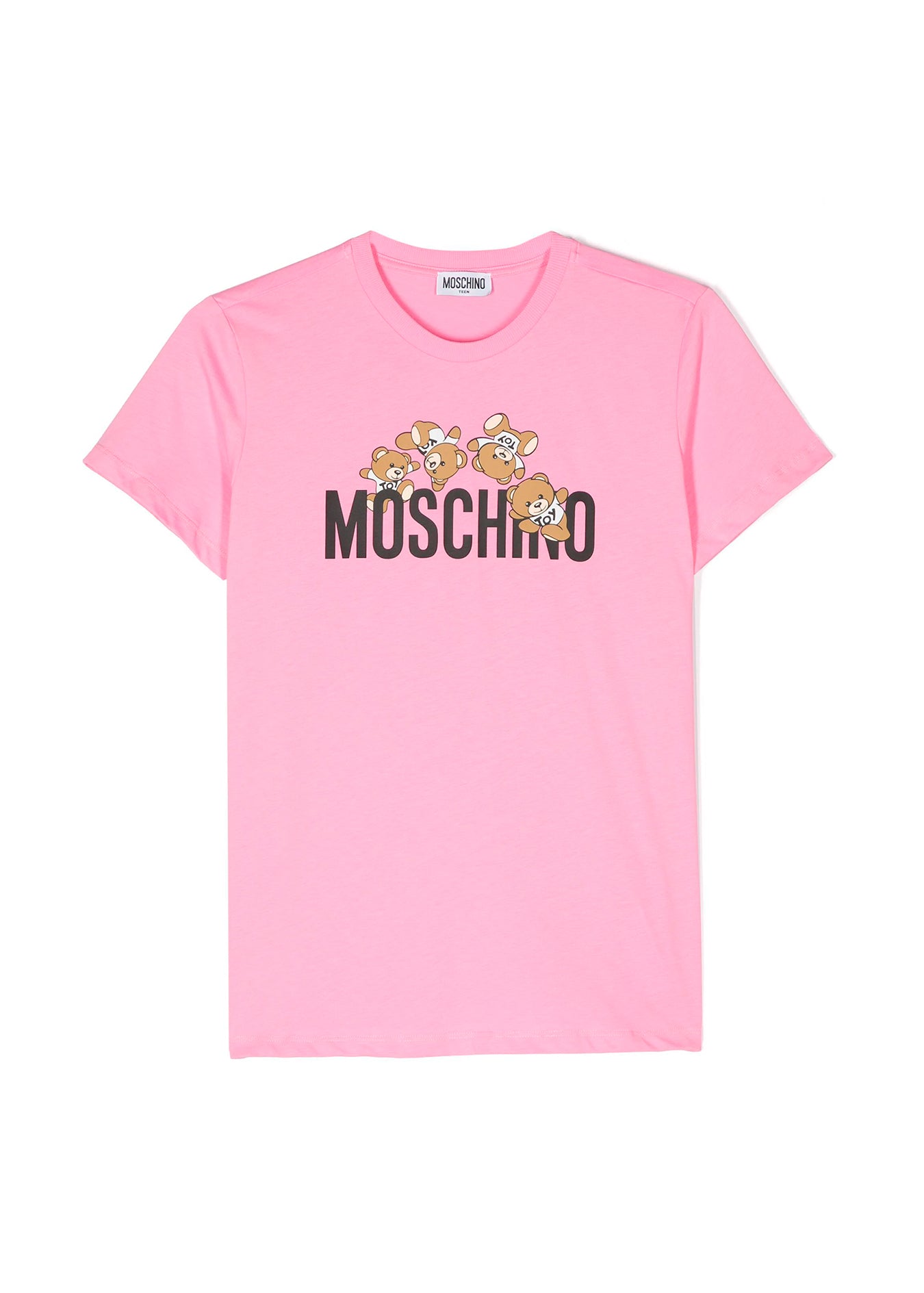 Moschino Kids T-Shirt Rosa con Stampa Teddy Bear