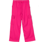 Pantalone Cargo Pinko Kids Rosa Fucsia: Stile Moderno con Bottoni Goffrati e Dettagli Funzionali