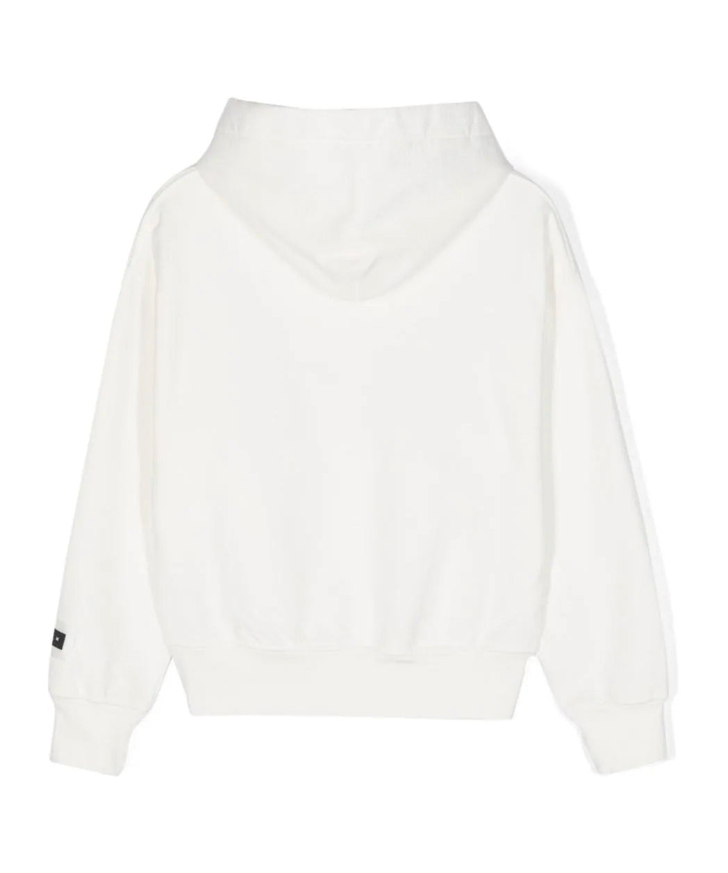 Felpa con Cappuccio MSGM Kids Bianco Crema | Effetto Vissuto | Stampa Logo Frontale | Tasca Marsupio