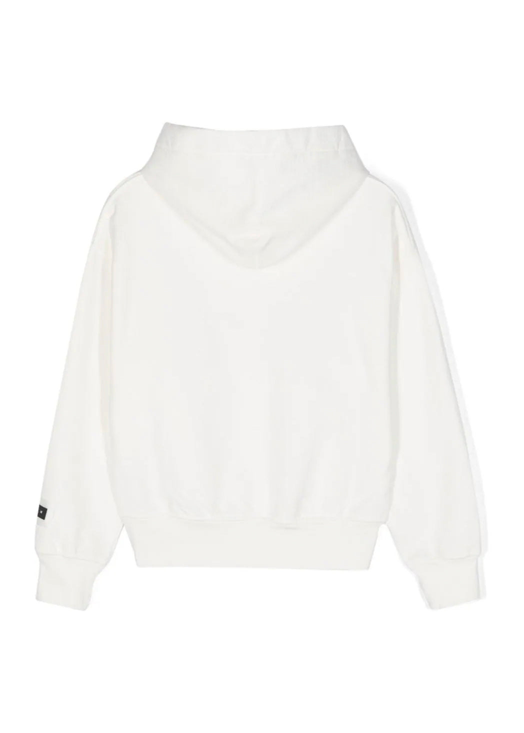 Felpa con Cappuccio MSGM Kids Bianco Crema | Effetto Vissuto | Stampa Logo Frontale | Tasca Marsupio