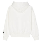 Felpa con Cappuccio MSGM Kids Bianco Crema | Effetto Vissuto | Stampa Logo Frontale | Tasca Marsupio