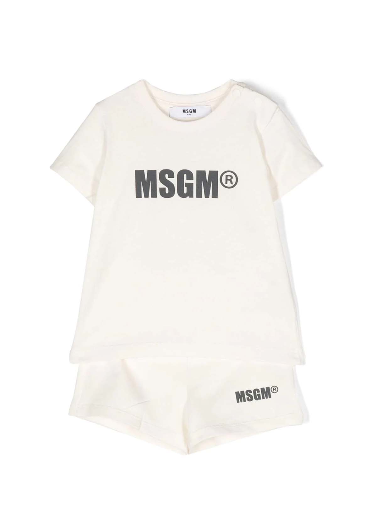 MSGM Neonato Completo bermuda e t-shirt Crema