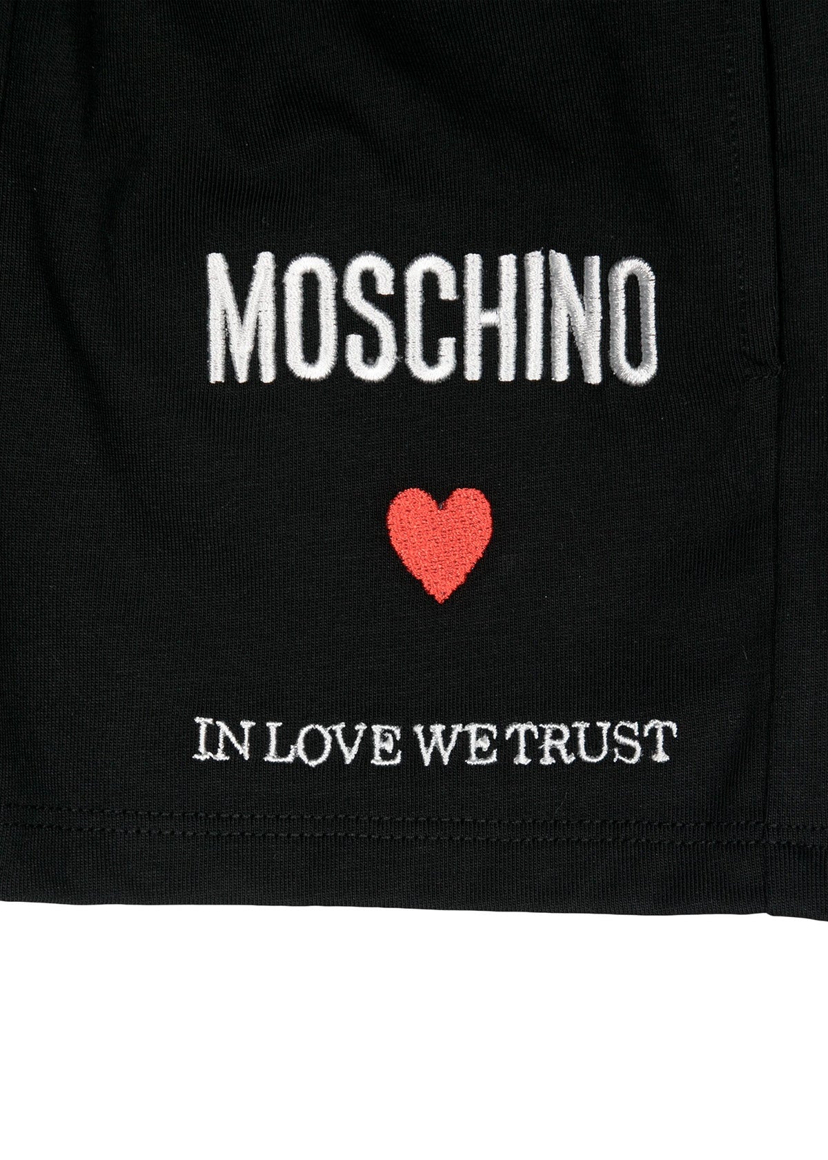 Moschino Kids Set T-Shirt e Short Nero con Cuore per Neonate