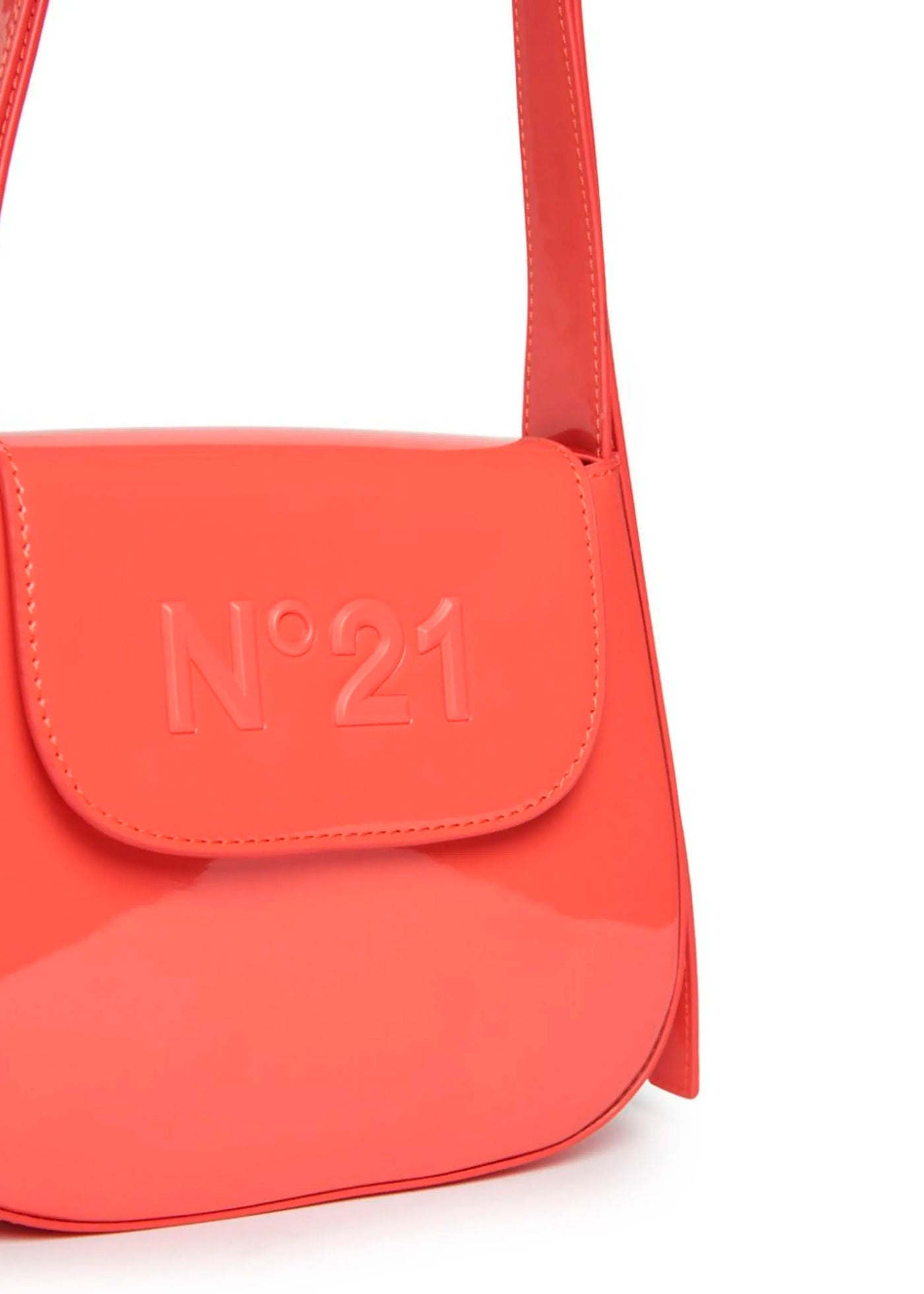 N°21 Kids Borsa a Spalla Corallo con Placca Logo per Bambine